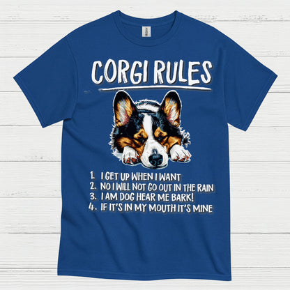 Corgi Rules Funny Dog T Shirt