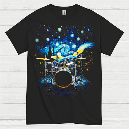 Drum Set Starry Night Art T Shirt