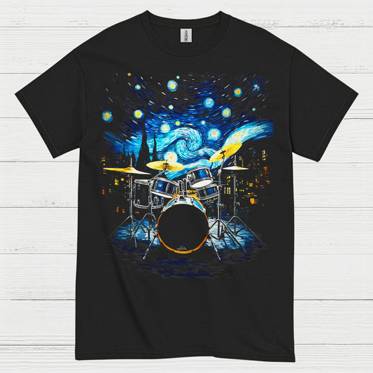Drum Set Starry Night Art T Shirt
