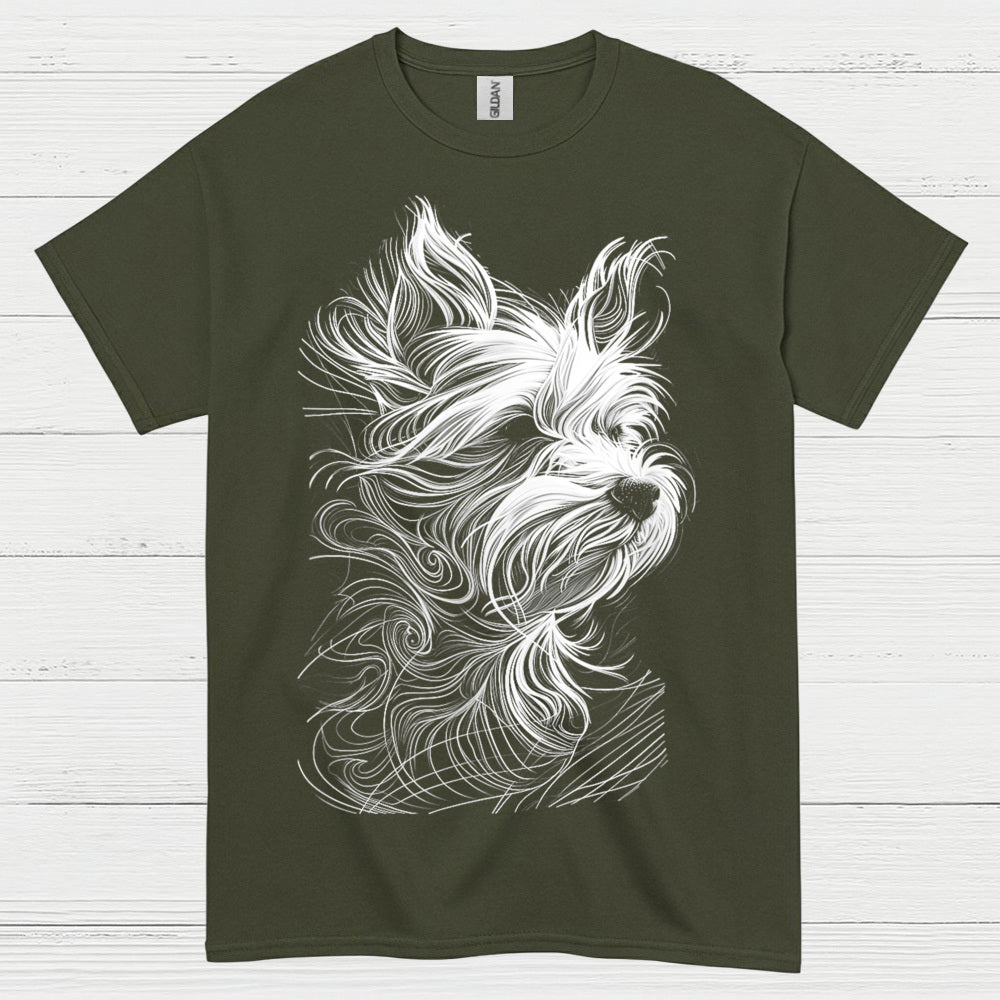 Artistic Dog Line Portrait T Shirt