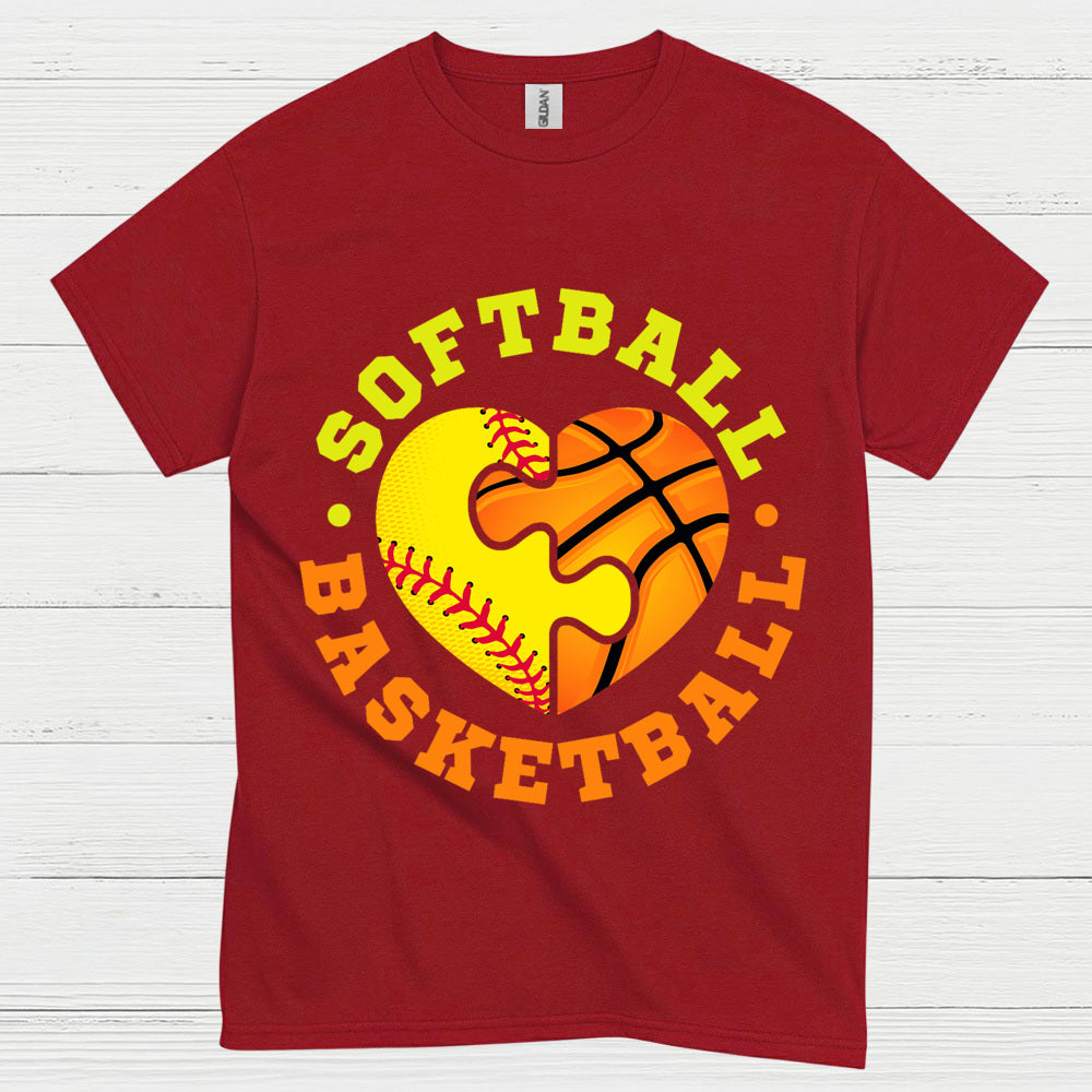 Softball Basketball Heart Puzzle T Shirt