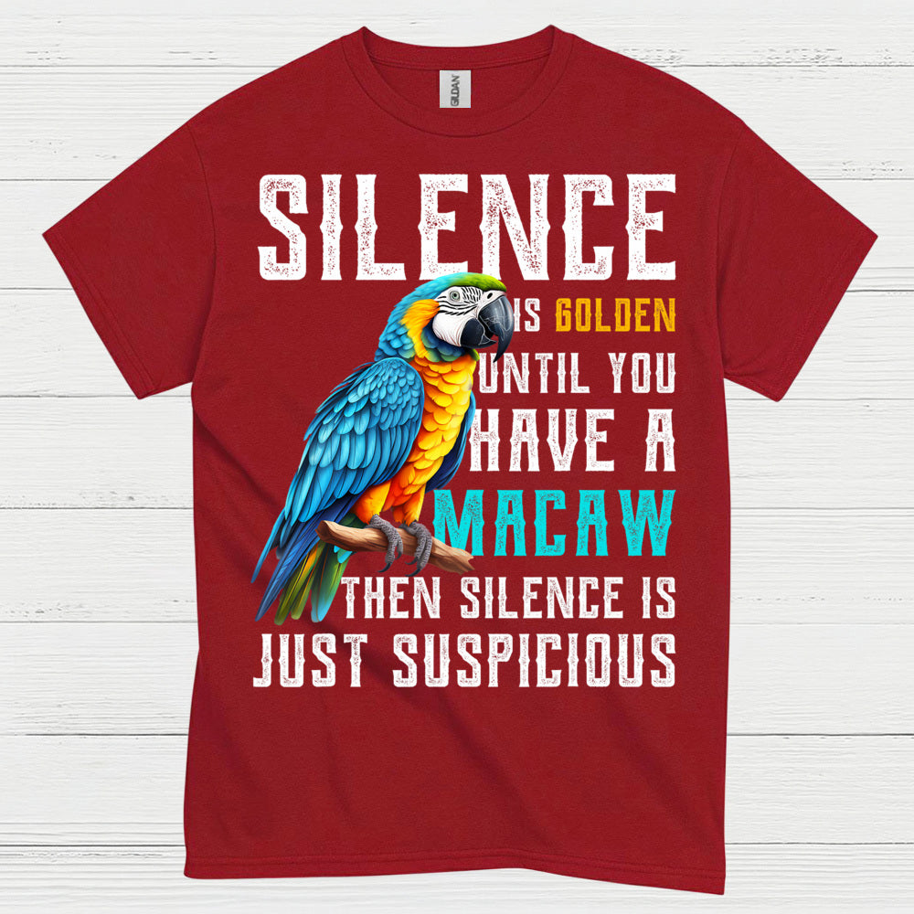 Silence Is Golden Funny Macaw T Shirt