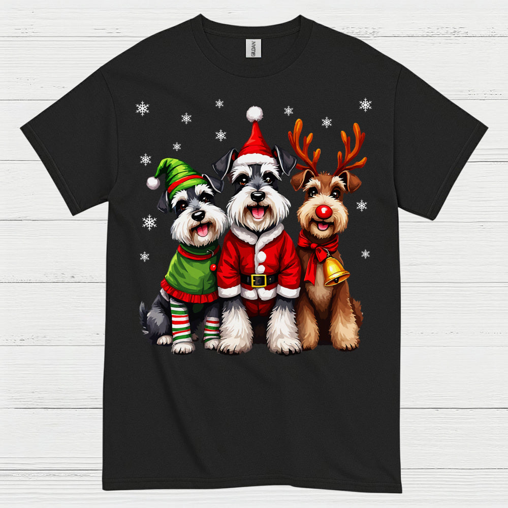 Cute Christmas Schnauzer Dog Family T Shirt