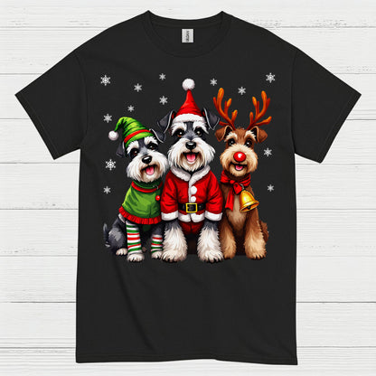 Cute Christmas Schnauzer Dog Family T Shirt