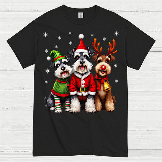 Cute Christmas Schnauzer Dog Family T Shirt