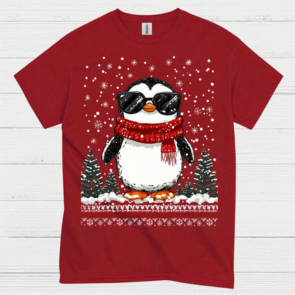 Cool Winter Penguin Christmas Graphic T Shirt