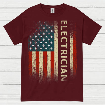 Electrician American Flag T Shirt