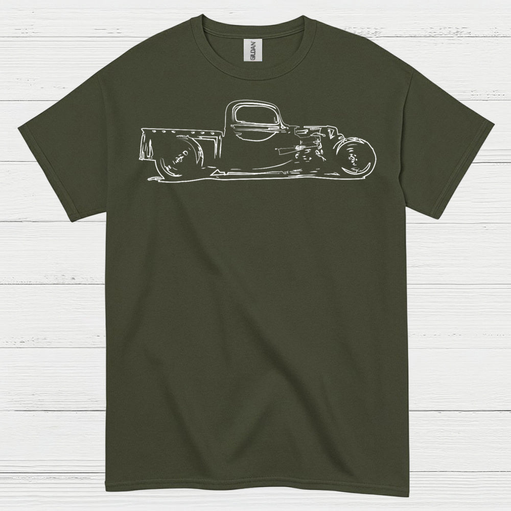 Minimal Hot Rod Line Art T Shirt