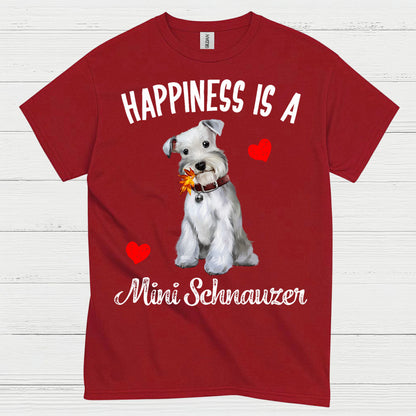 Happiness Is Mini Schnauzer Cute Dog T Shirt