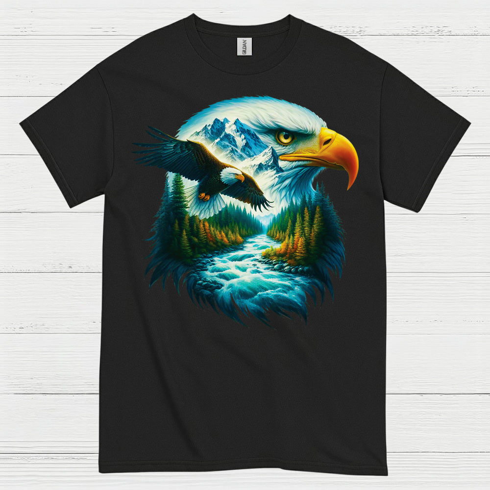 Majestic Bald Eagle Mountain River Wilderness T Shirt