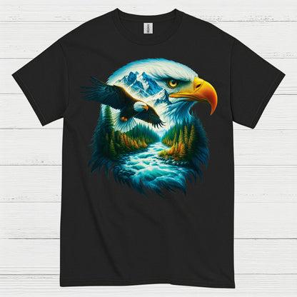 Majestic Bald Eagle Mountain River Wilderness T Shirt