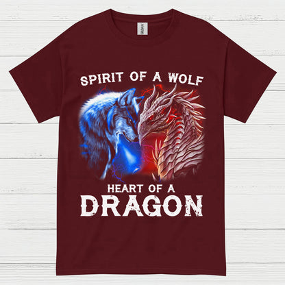 Spirit Of A Wolf Heart Of A Dragon T Shirt