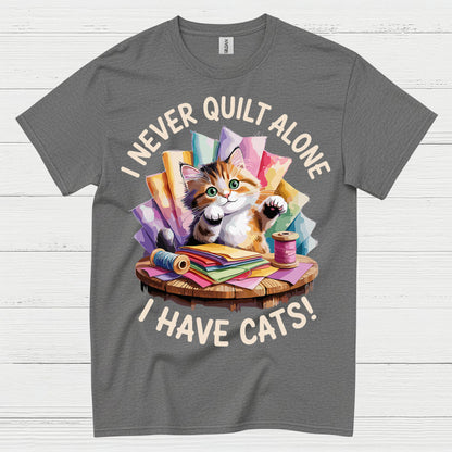 Quilting With Cats Humor T Shirt