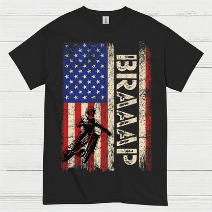 Just Braaap American Motocross Flag T Shirt