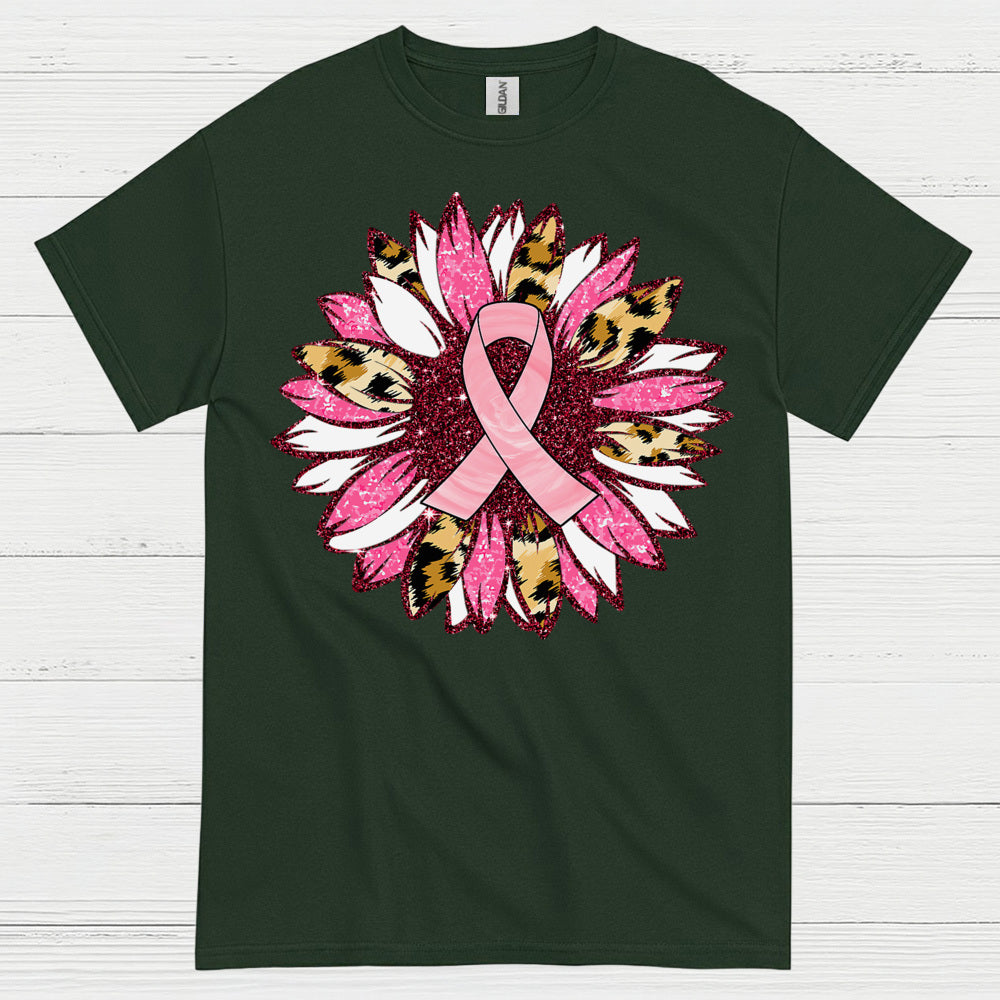 Breast Cancer Ribbon Floral Art T Shirt