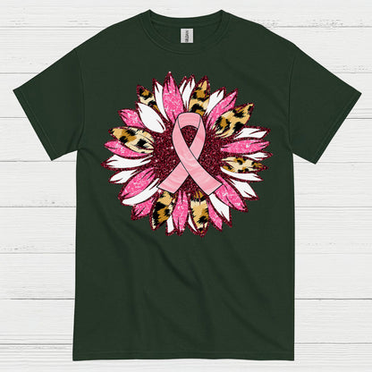 Breast Cancer Ribbon Floral Art T Shirt