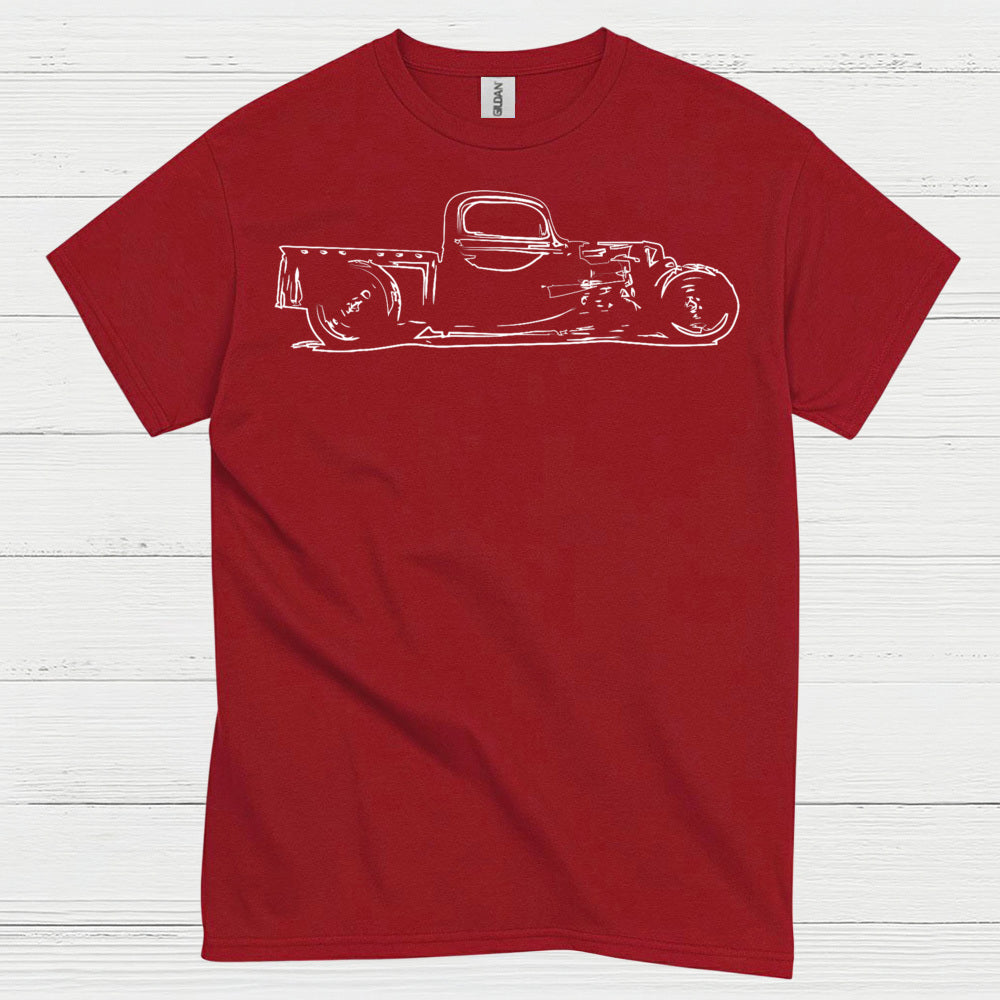 Minimal Hot Rod Line Art T Shirt