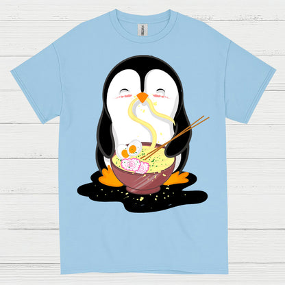 Cute Penguin Eating Ramen Graphic T Shirt