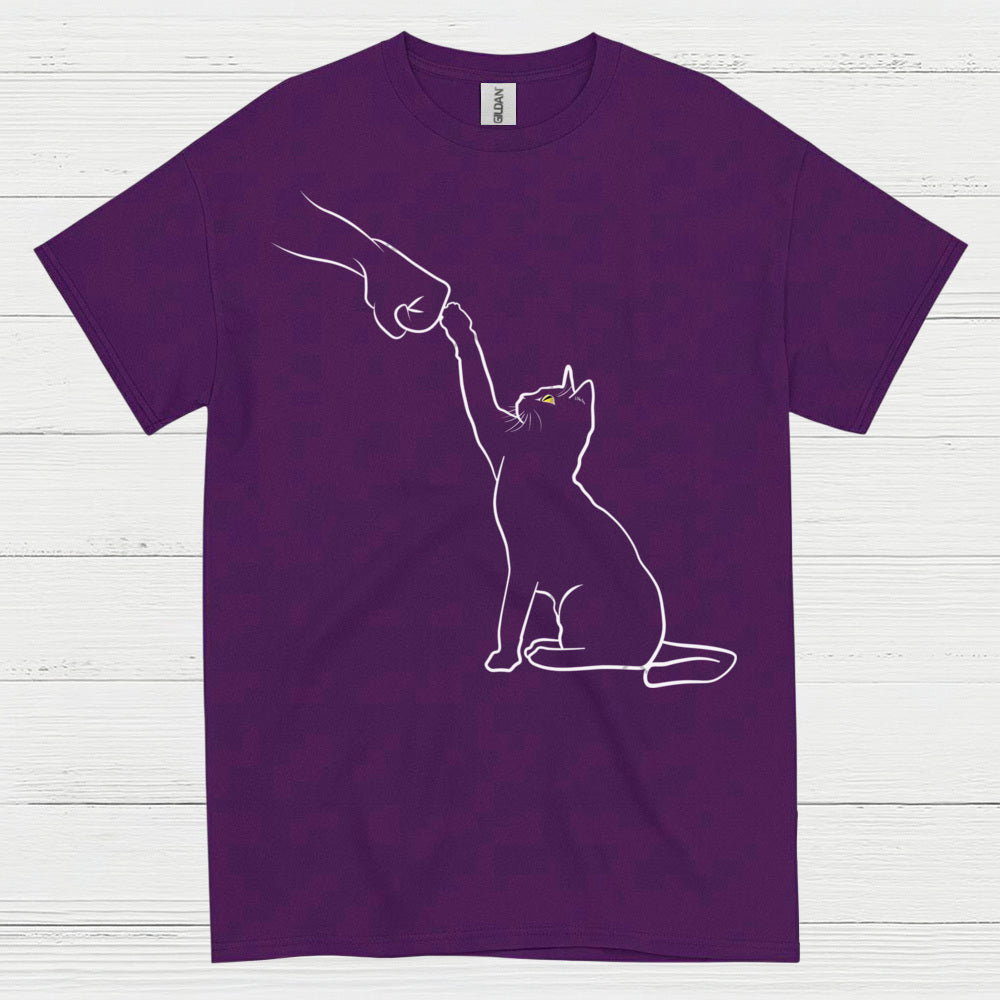Cat High Five Minimal Line Art T Shirt