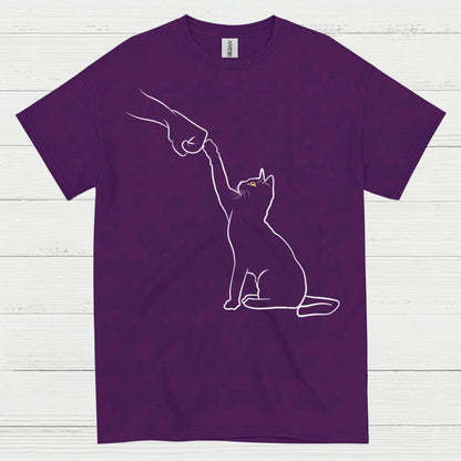 Cat High Five Minimal Line Art T Shirt