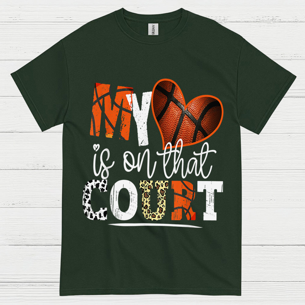 My Heart Is On That Court Basketball Mom T Shirt