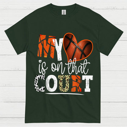 My Heart Is On That Court Basketball Mom T Shirt