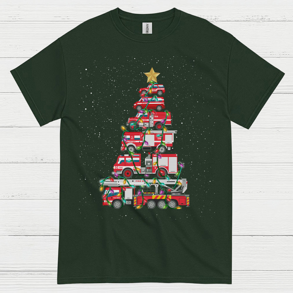 Fire Truck Christmas Tree Firefighter T Shirt