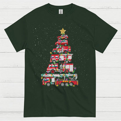 Fire Truck Christmas Tree Firefighter T Shirt