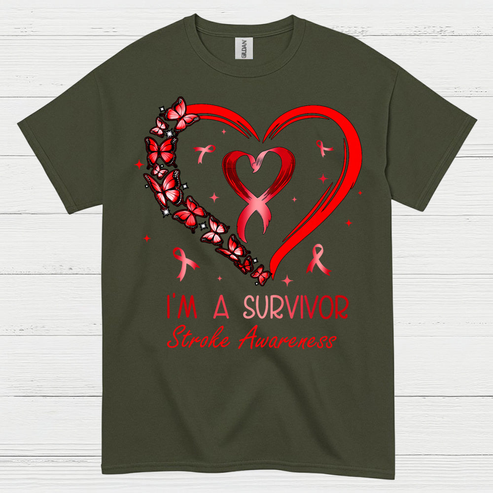 Proud Stroke Survivor Awareness Heart T Shirt