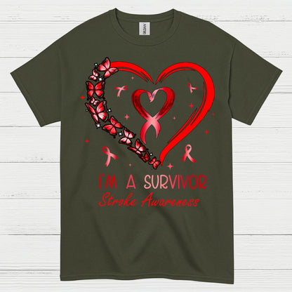 Proud Stroke Survivor Awareness Heart T Shirt