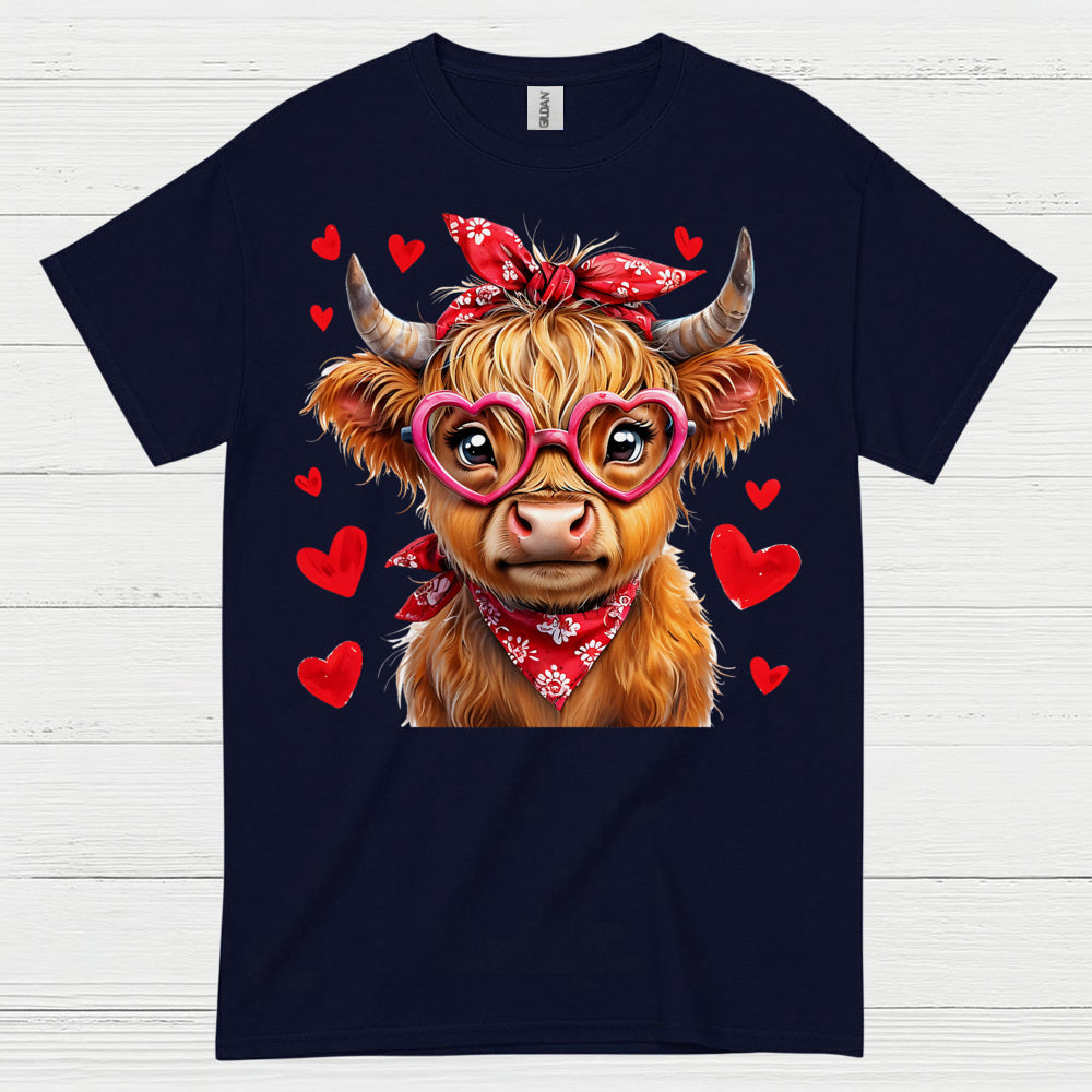 Cute Valentine Cow Heart Glasses T Shirt