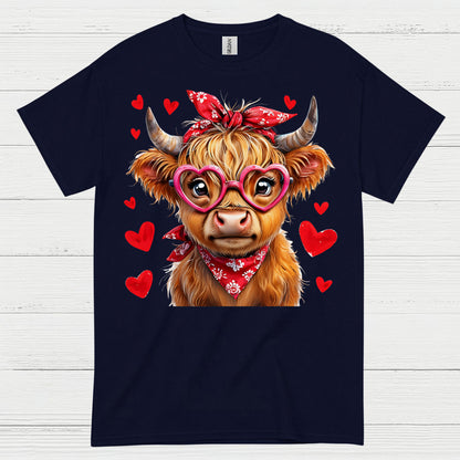Cute Valentine Cow Heart Glasses T Shirt