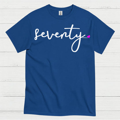 Seventy Minimal Script Birthday T Shirt