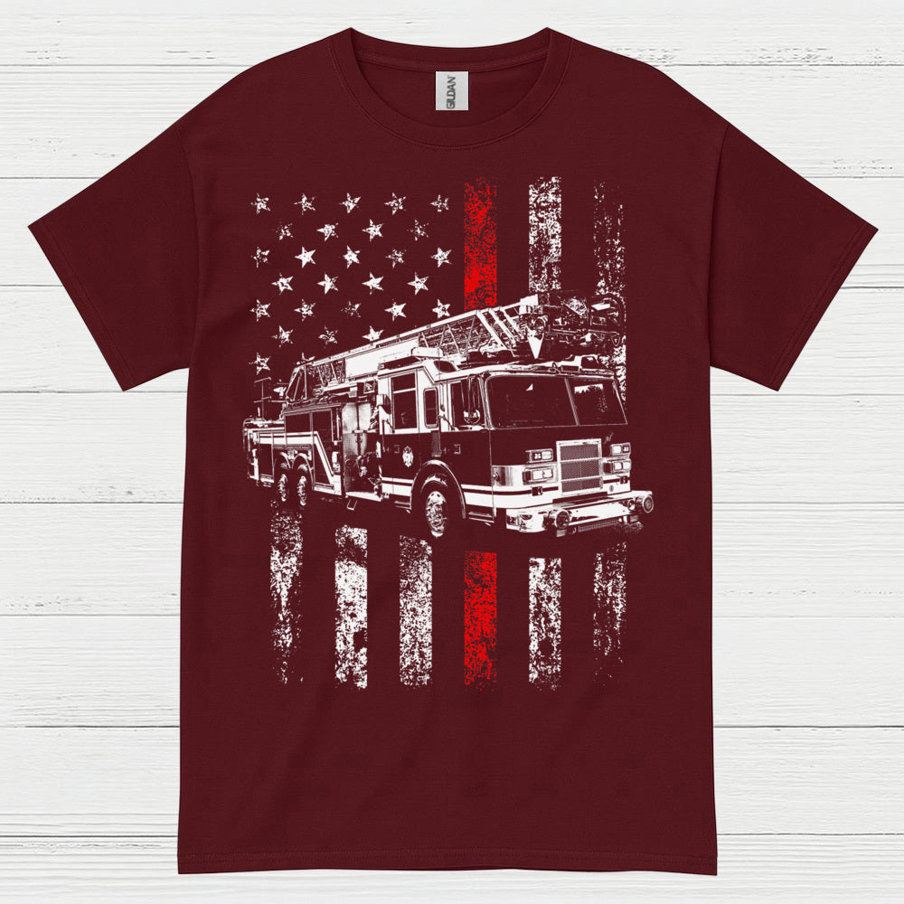 Firefighter Flag Fire Truck T Shirt