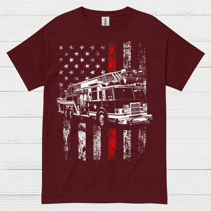 Firefighter Flag Fire Truck T Shirt