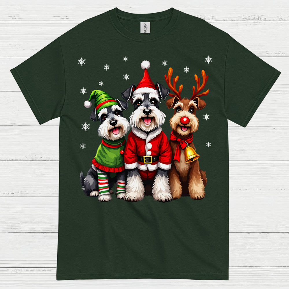 Cute Christmas Schnauzer Dog Family T Shirt