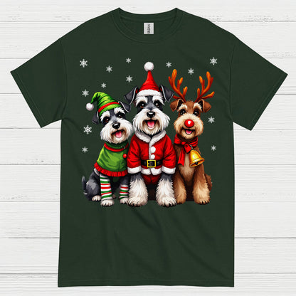 Cute Christmas Schnauzer Dog Family T Shirt