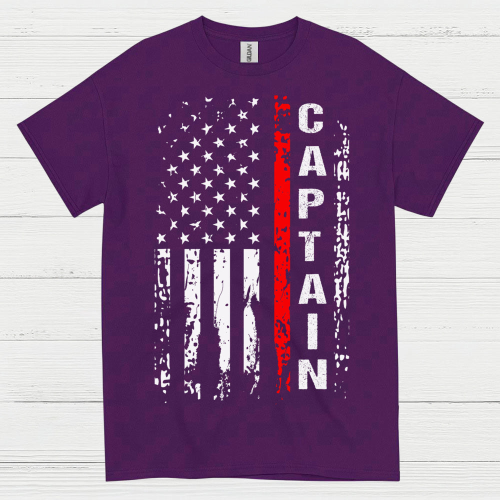 Firefighter Captain Thin Red Line Flag T Shirt