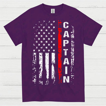 Firefighter Captain Thin Red Line Flag T Shirt
