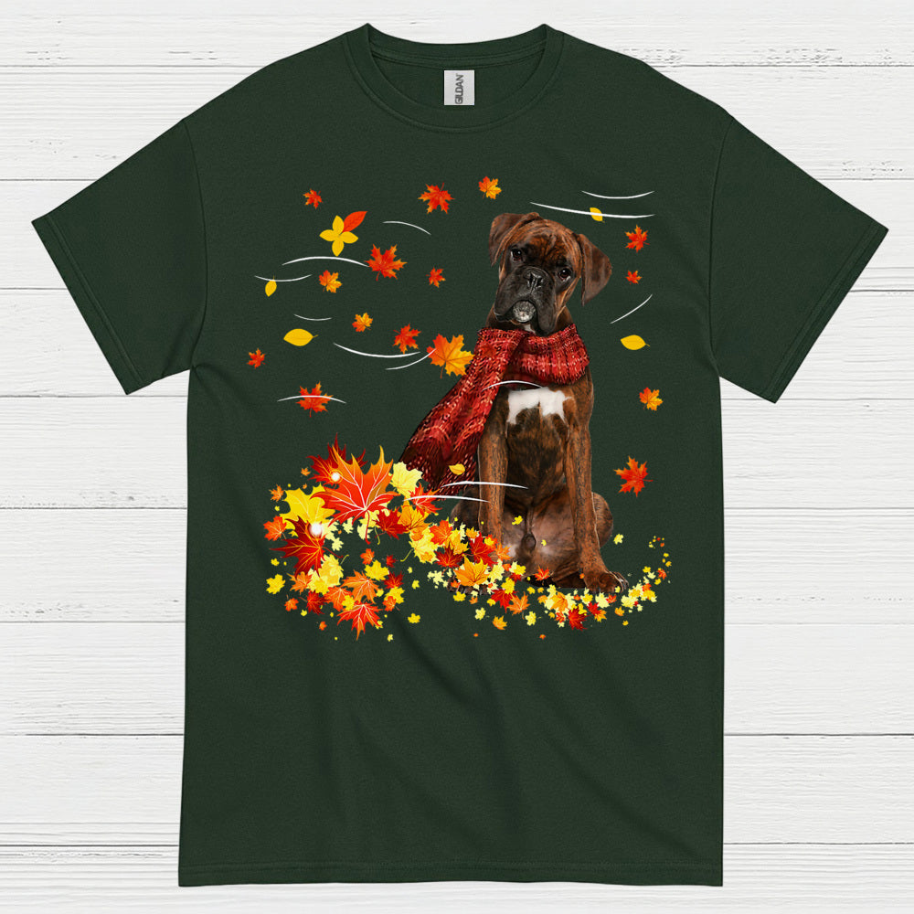 Autumn Boxer Dog T Shirt