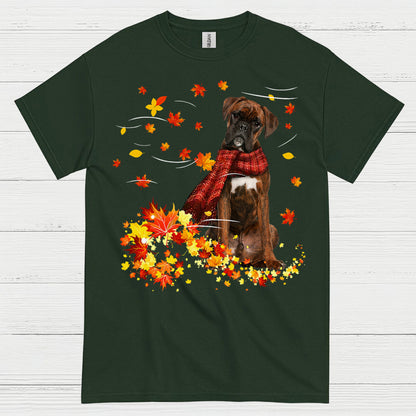 Autumn Boxer Dog T Shirt