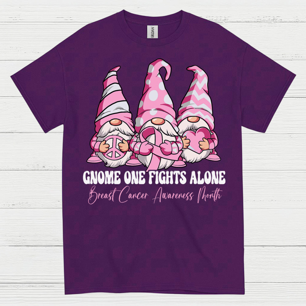 Gnome One Fights Alone Breast Cancer Awareness T Shirt