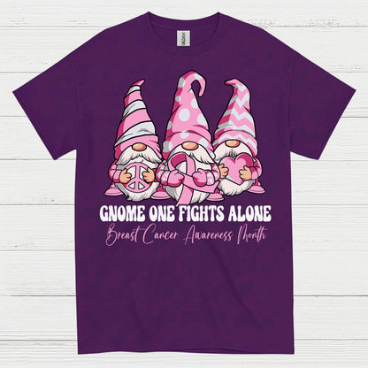 Gnome One Fights Alone Breast Cancer Awareness T Shirt