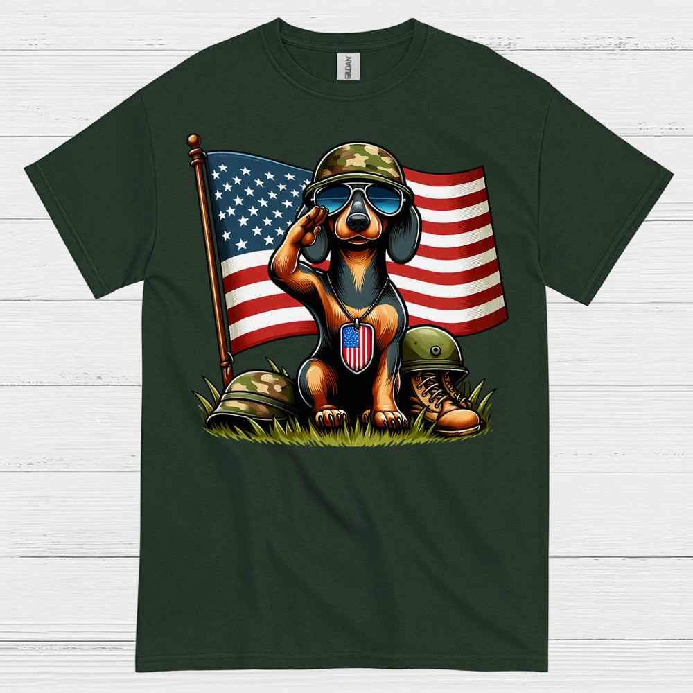 Patriotic Military Soldier Dachshund T Shirt