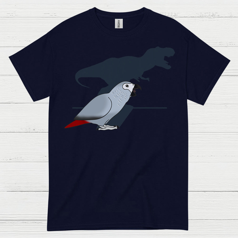 Funny African Grey Dinosaur Shadow T Shirt