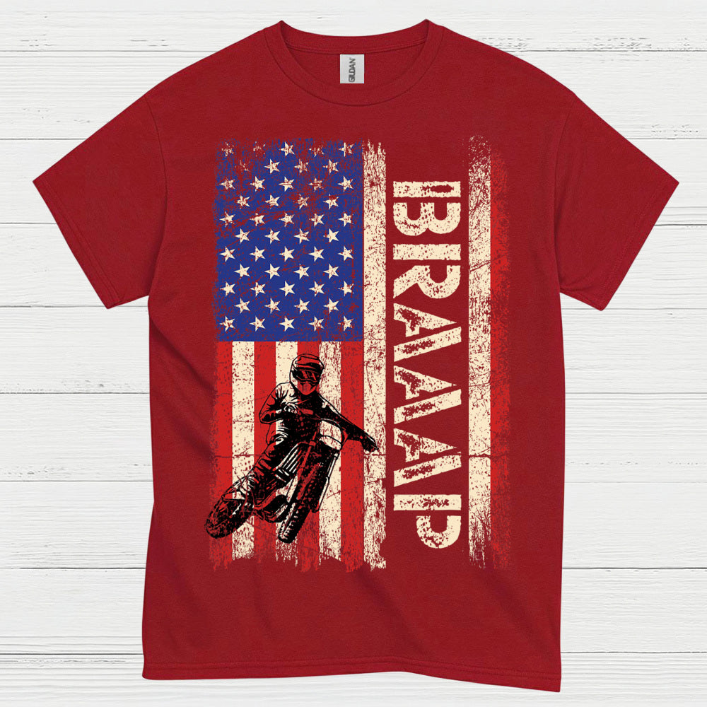 Just Braaap American Motocross Flag T Shirt