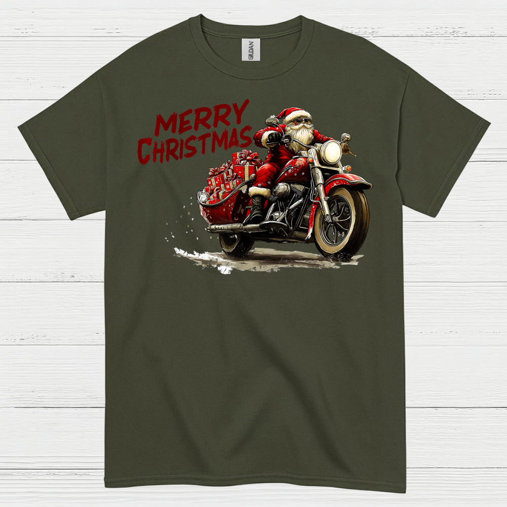 Merry Christmas Motorcycle Santa T Shirt