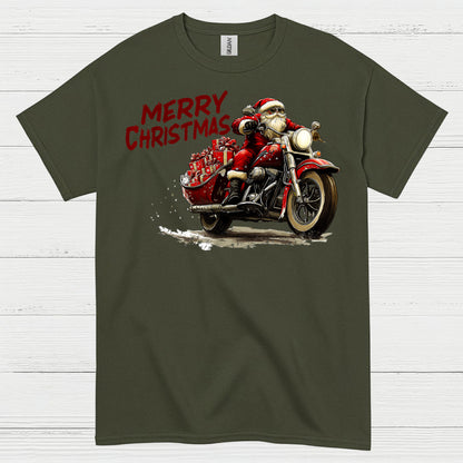 Merry Christmas Motorcycle Santa T Shirt