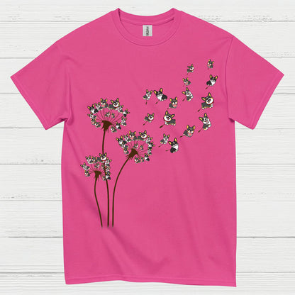Corgi Dandelion Whimsical Art T Shirt