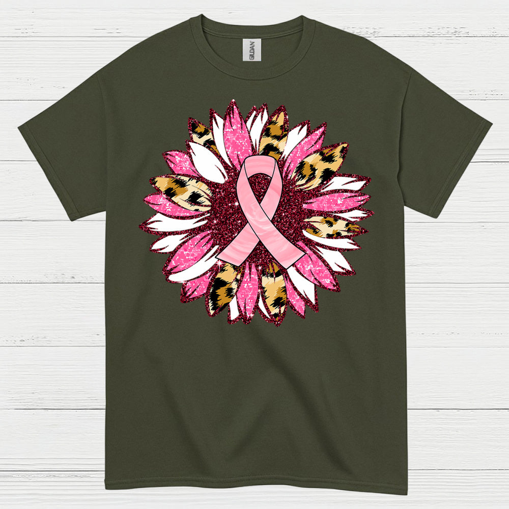 Breast Cancer Ribbon Floral Art T Shirt